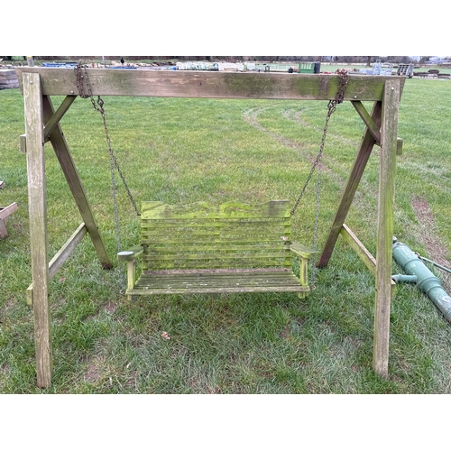 498E - Wooden swing bench