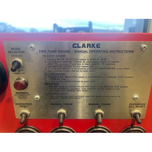 1614 - Clarke stationary engine. Ex sprinkler system, 114 hours use. Last ran 4 years ago. Replaced for who... 