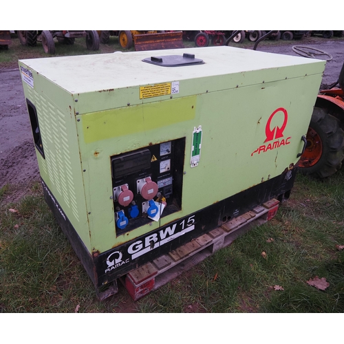 1709 - Portable 15 kva generator, 3 phase and single phase. Very low hours