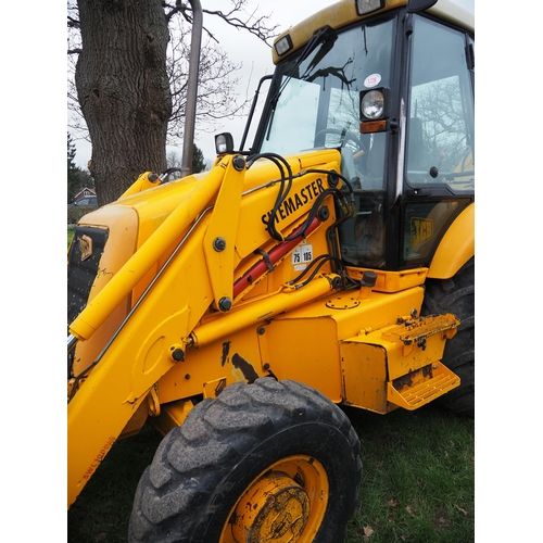 1726 - JCB 3CX site master. 1998. C/w backhoe and pallet tines. Working order Reg. S602 JPR. Key in office