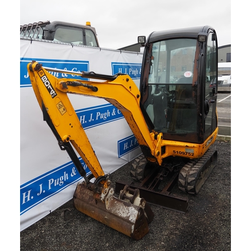 JCB 8014 CTS mini digger. Runs, showing 2904 hours. Key in office