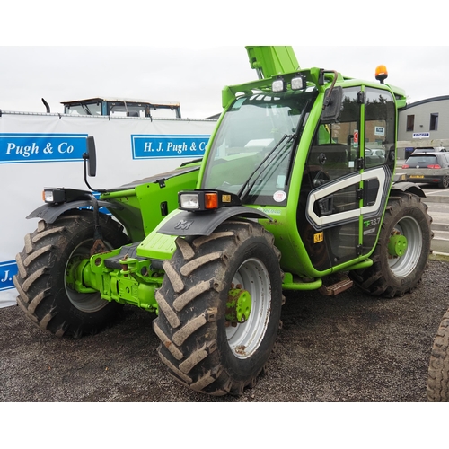 1732 - Merlo TF33.7 115 loadall. Showing 8770 hours. Runs and drives, c/w pick up hitch. Reg. WX17 DPV. V5 ... 