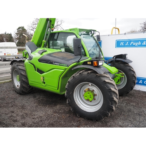 1732 - Merlo TF33.7 115 loadall. Showing 8770 hours. Runs and drives, c/w pick up hitch. Reg. WX17 DPV. V5 ... 