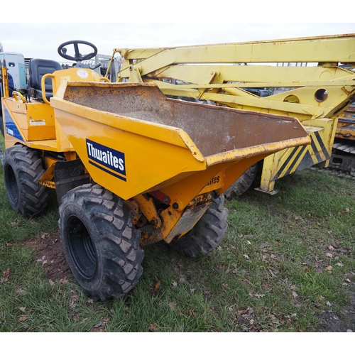 1778 - Thwaites 1 ton Hi tip dumper, runs, drives, tips. Key in office