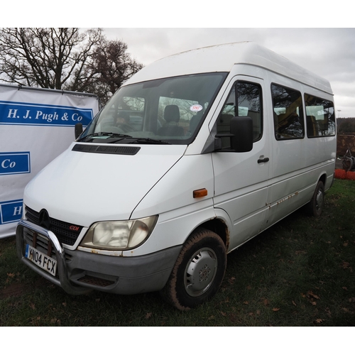 1797 - Mercedes Sprinter CDi mini bus. Starts and drives. Showing 121000 miles. No MOT. Reg. YN04 FCX. V5 a... 