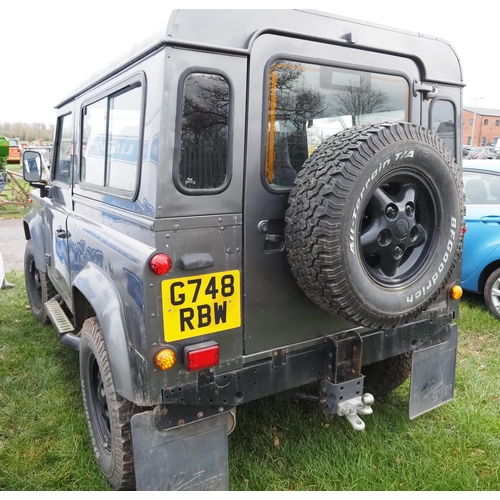 1818 - Land Rover Defender 90. MOT end March. Reg. G748 RBW. Key and V5 in office