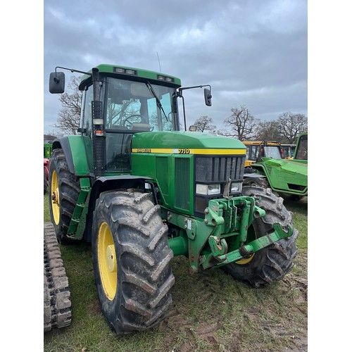 1625 - John Deere 7710 tractor. Runs and drives. Showing 9715 hours. Fitted with front linkage and PTO. New... 