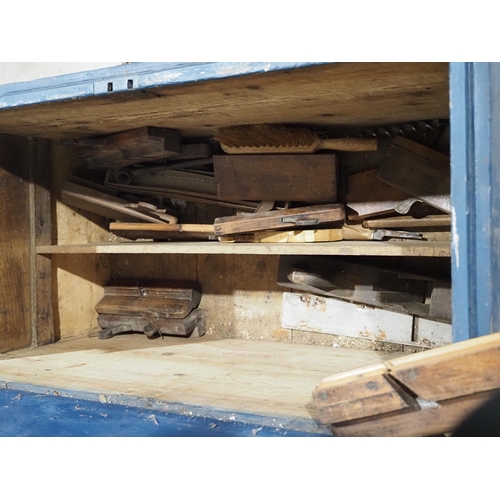 442 - Wooden tool chest and contents to include moulding planes, block planes, etc.