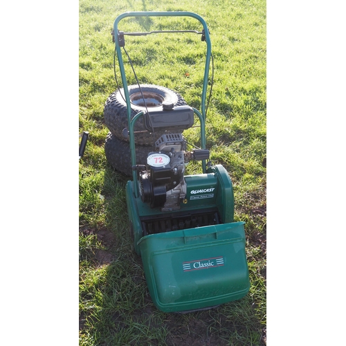 72 - Qualcast Classic 35S petrol cylinder mower and tyres