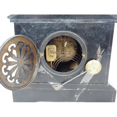 24A - Slate mantle clock by Medaille De Bronze & J. Marti