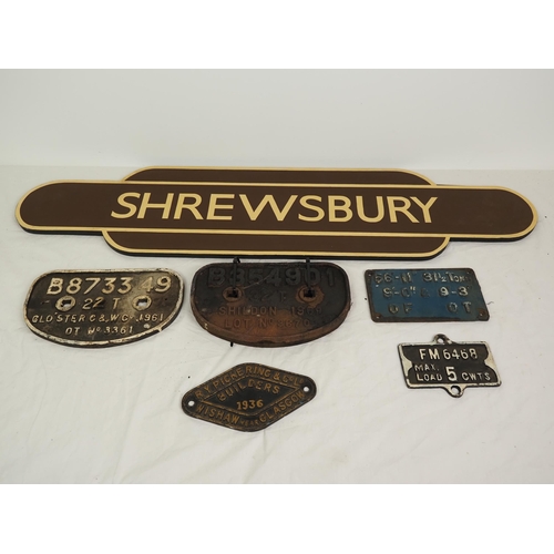 Cast iron and wooden railway signs