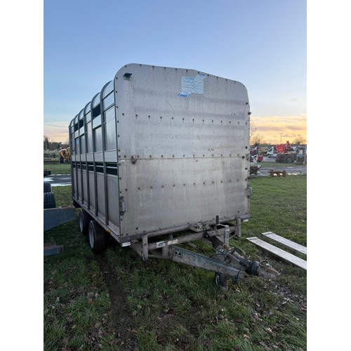 1598 - Ifor Williams DP120G 12ft stock trailer with Easi load sheep decks and 2 gates