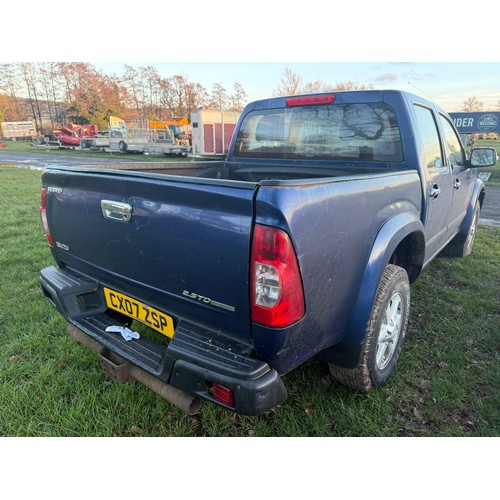 1659 - Isuzu Rodeo 2.5TD pick up. 2007. Runs. MOT until 02/08/25. Reg. CX07 ZSP. V5 and key in office