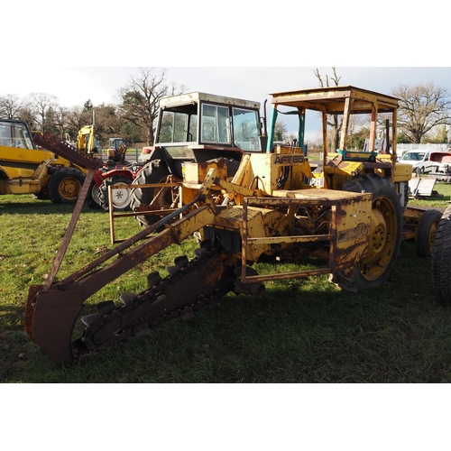 1519 - Massey Ferguson 165 tractor with front blade and AFT65 rotary chain trencher. Reg. OBM 117H. Key in ... 