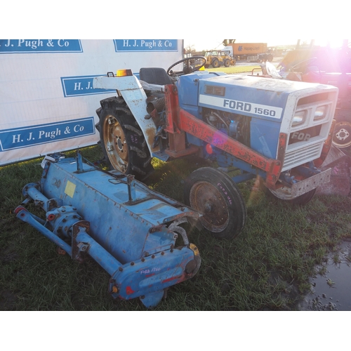 1524 - Ford 1560 compact tractor with loader and rotavator. Key in office