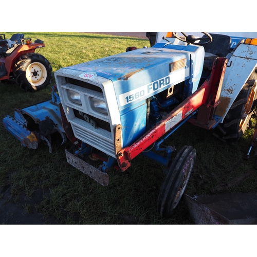 1524 - Ford 1560 compact tractor with loader and rotavator. Key in office