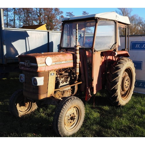 1540 - Massey Ferguson 165 tractor with scirocco cab. Runs and drives. Reg. JUO 147E. No docs. Key in offic... 