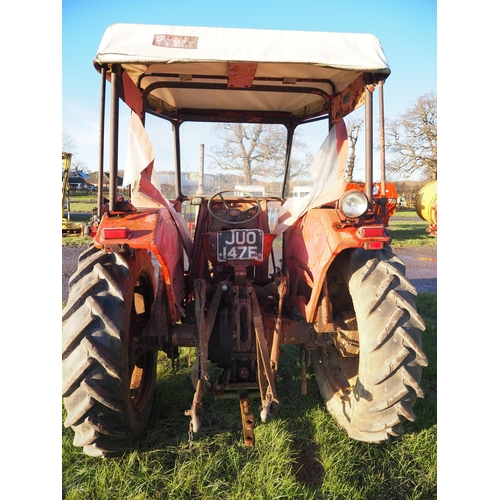 1540 - Massey Ferguson 165 tractor with scirocco cab. Runs and drives. Reg. JUO 147E. No docs. Key in offic... 