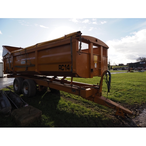 1542 - Richard Western RC14 trailer. Hydraulic rear tailgate, sprung drawbar