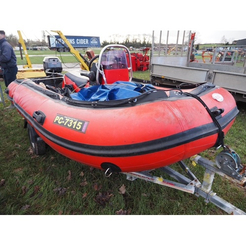 1614 - RIB wet line 360HD rib with trailer, 15HP marina 4 stroke outboard engine. GWO used all season