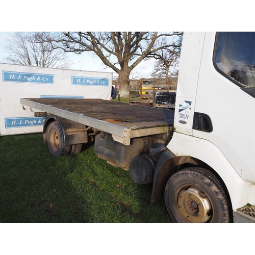 1667 - Renault Midlum flatbed lorry. Runs and drives. Needs new battery. No docs. Keys in office