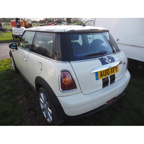 1668 - Mini One 1.4. 2010. Petrol, showing 82913 miles. Engine and clutch replaced. No MOT. Reg. AU10 XFY. ... 