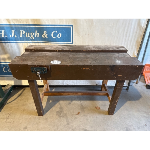 298 - Wooden work bench and vice 4ft