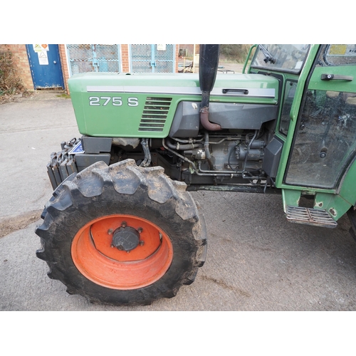 206 - Fendt 275S tractor. Runs and drives, showing 3537 hours. C/w front weights. Reg. H618 WCJ. V5 and ke... 