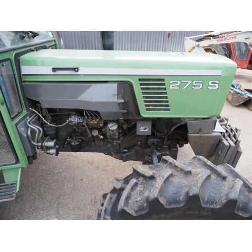 206 - Fendt 275S tractor. Runs and drives, showing 3537 hours. C/w front weights. Reg. H618 WCJ. V5 and ke... 