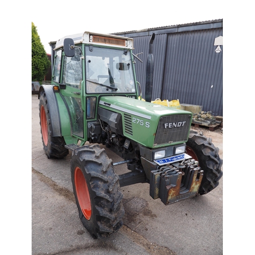 206 - Fendt 275S tractor. Runs and drives, showing 3537 hours. C/w front weights. Reg. H618 WCJ. V5 and ke... 