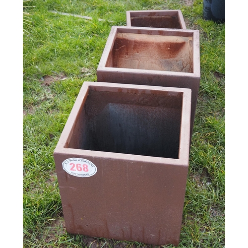 268 - Fibre clay square planters - 3