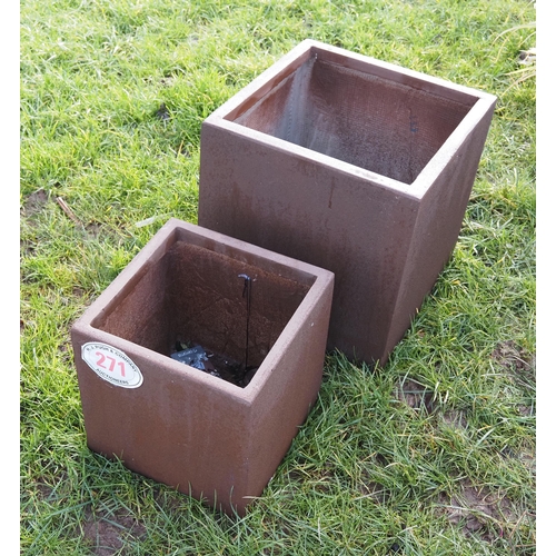 271 - Fibre clay square planters - 2