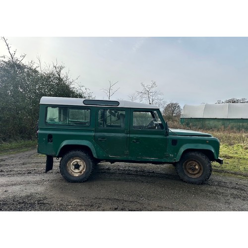 Land Rover long wheel base Defender. Showing 60,848 miles. Reg. R558 VJF. V5 to follow.