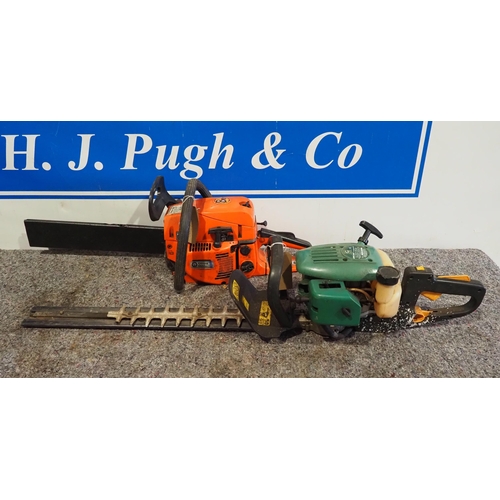 694 - Petrol chainsaw and hedgecutter