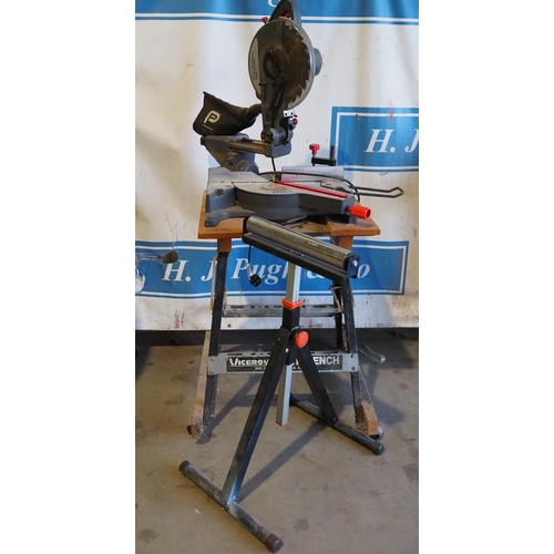 746 - Performance sliding mitre saw on stand and roller stand