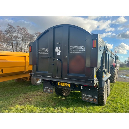 1607 - Larrington RL 14 ton Harvester P & R trailer. 2022. Hydraulic tail gate, air brakes, sprung drawbar,... 