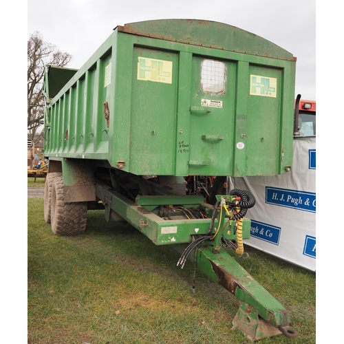 1615 - Hunton Legg 18 ton tipping trailer. Air brakes, floatation tyres, hydraulic tailboard, sprung drawba... 