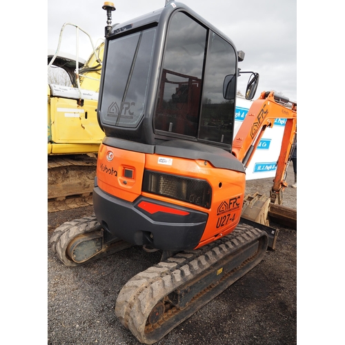 1640 - Kubota U27-4 tracked excavator. 2021. zero swing, C/w set of 4 buckets, master key + 2 spare. One ow... 