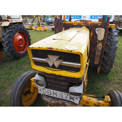 1650 - Massey Ferguson 165 tractor with front blade and AFT65 rotary chain trencher. Reg. OBM 117H