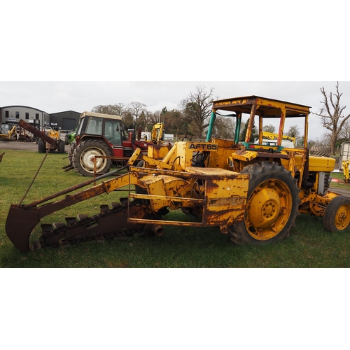 1650 - Massey Ferguson 165 tractor with front blade and AFT65 rotary chain trencher. Reg. OBM 117H