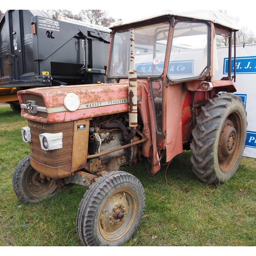 1669 - Massey Ferguson 165 tractor with scirocco cab. Runs and drives. Reg. JUO 147E. No docs