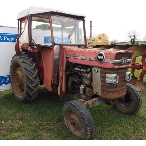 1669 - Massey Ferguson 165 tractor with scirocco cab. Runs and drives. Reg. JUO 147E. No docs