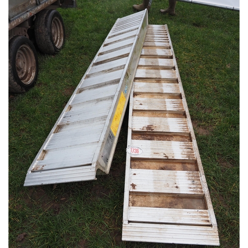 1736 - Pair of aluminium trailer ramps 9ft