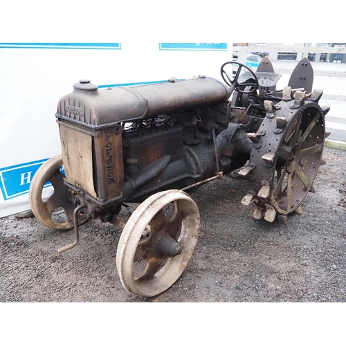 Fordson Standard N orange tractor. Fitted with steel front wheels, spade lug rear wheels and Hendon No.714 Winch. Barn stored.