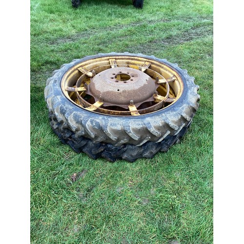 Pair of genuine Massey Ferguson 165 rowcrop rear wheels with good tyres
