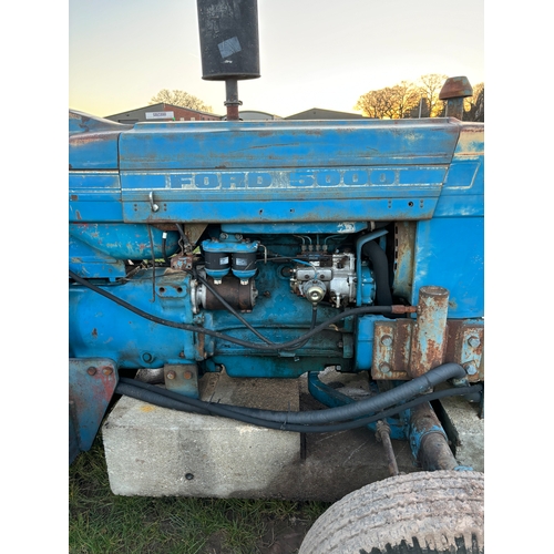 Ford 5000 tractor. Runs and drives. C/w rear mounted crane