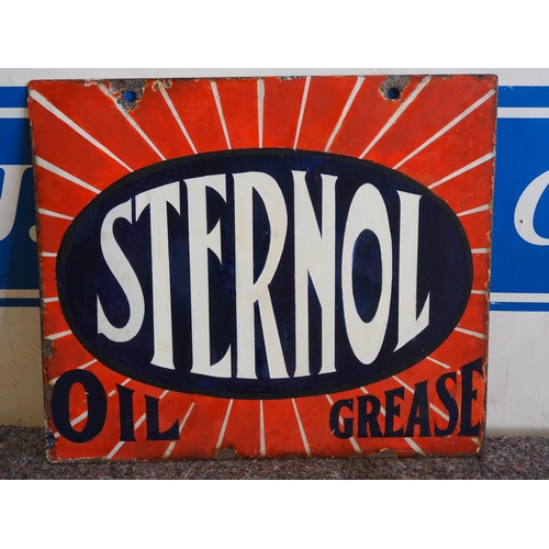 Double sided enamel sign - Sternol oil grease 18