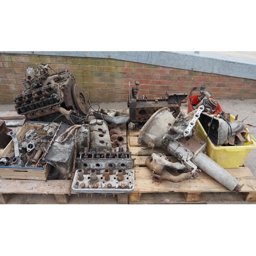 Daimler V8 engine parts including 2 blocks and manual gearbox