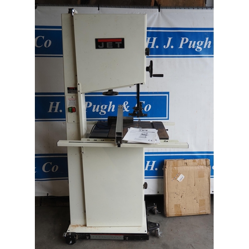 Jet JWBS-16 woodworking band saw comes with extension table, parts list and operating instructions. 230 Volt. Fitted on wheeled base