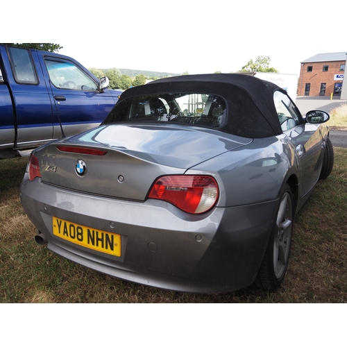 3058 - BMW Z4 car. 1995cc. MOT till 5/9/25. Showing 102,849 miles. Reg. YA08 NHN. V5 and key in office